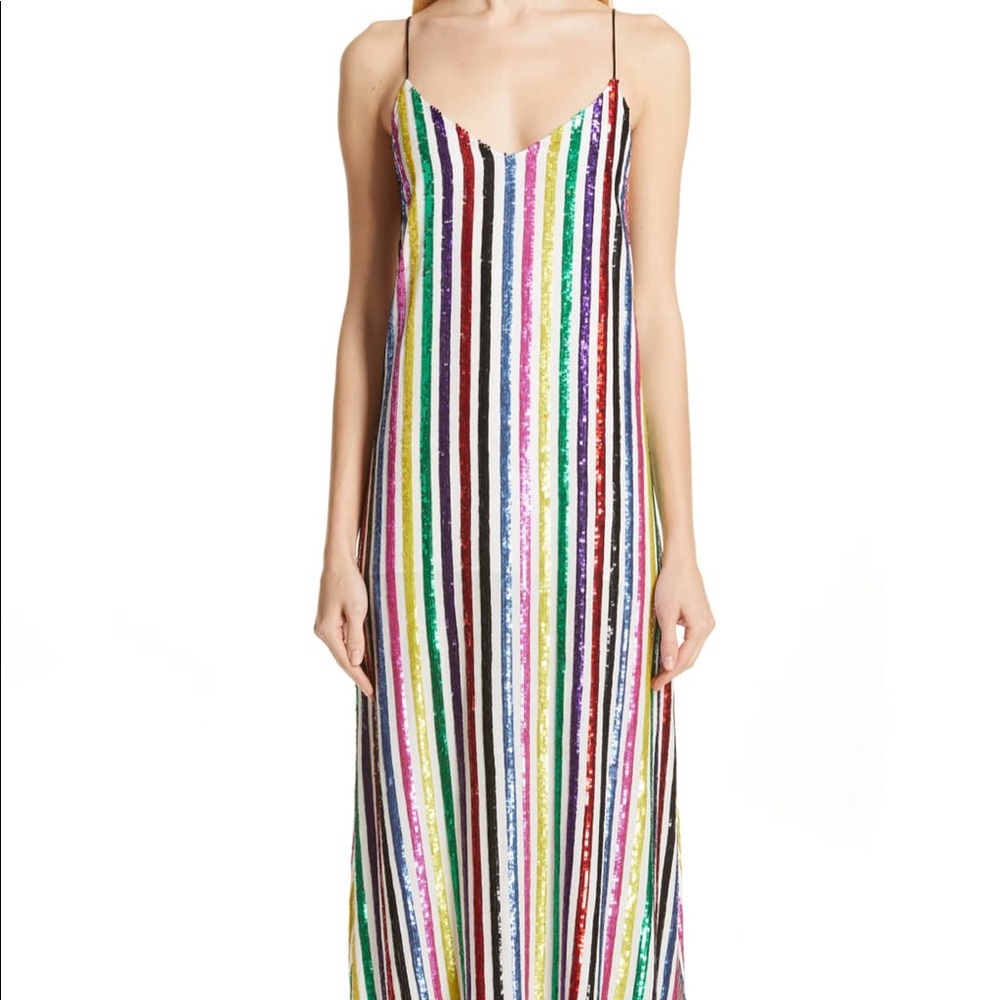 Caroline Constas Rainbow Sequin Sheath Dress